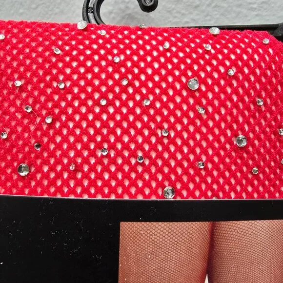 Torrid - Rhinestone Fishnet Tight in Red - Picture 5 of 8